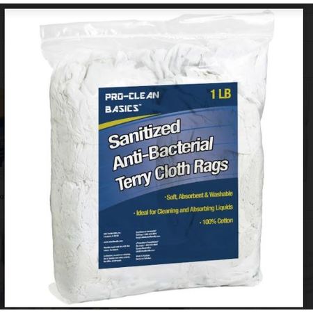 PROCLEAN Sanitized Anti-Bacterial Terry Cloth Rag, White, 1lbs Bag WW99800